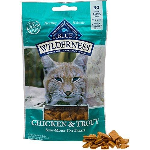 Blue Buffalo Wilderness Soft-Moist Grain-Free Cat Treats Variety Pack - 4 Flavors (Chicken & Duck, Chicken & Trout, Chicken & Salmon, and Chicken & Turkey) - 2 Oz Each (4 Total Pouches)
