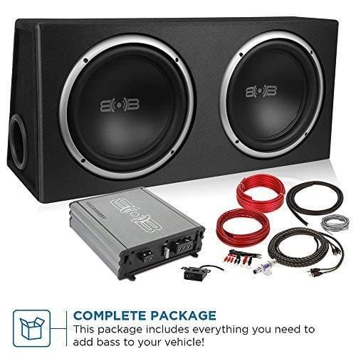 Belva 1200 watt Complete Subwoofer Package Includes Two (2) 12-inch Subwoofers in Ported Box, Monoblock Amplifier, Amp Wire Kit [BPKG212v2]