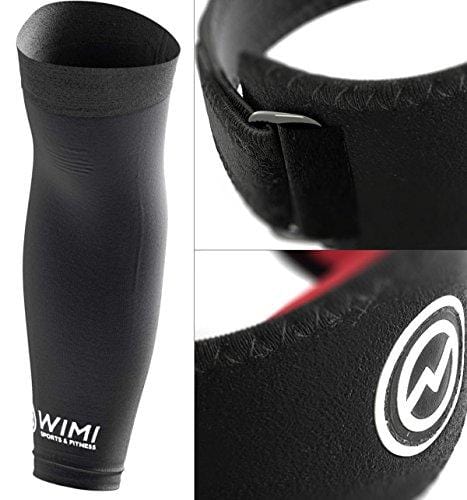 WIMI Sports & Fitness 1 Tennis Elbow Brace for Tendonitis & 1 Elbow Compression Sleeve (1-Count) - Eases Tennis Elbow - Golfers Elbow & Arm Pain + Provides Relief & Support for Sore Muscles & Tendons