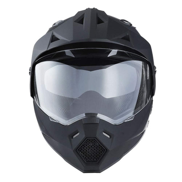 1Storm Dual Sport Motorcycle Motocross Off Road Full Face Helmet Dual Visor Matt Black, Size Medium (55-56 CM 21.7/22.0 Inch)