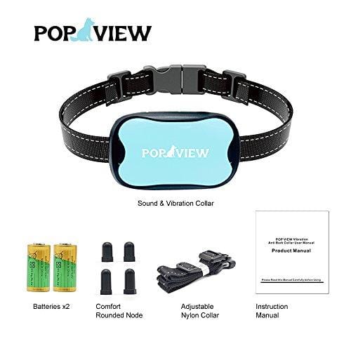 POP VIEW Dog Anti Bark Collar, Small, Medium, Large Dogs, 7 Adjustable Levels with Sound and Vibration, No Shock, Harmless & Humane, Stops Dogs Barking