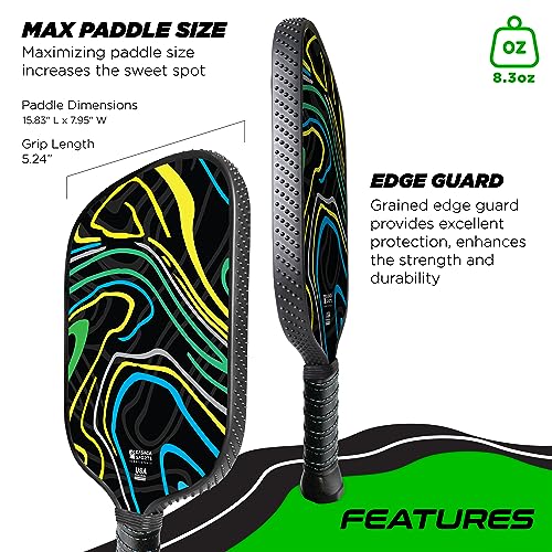 Kasaca Graphite T700 Carbon Fiber Pickleball Paddles, Grained Edge Guard, Honeycomb Core, Large Sweet Spot, Cushion Comfort Grip, USAPA Approved, Cute Paddle for Beginners Players, Women, Men