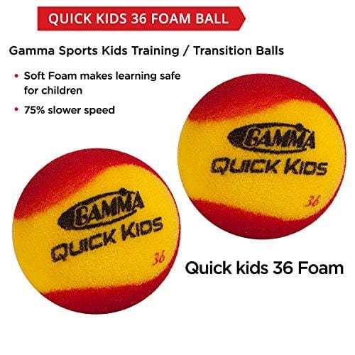 Gamma Sports Quick Kids 36 Foam Low Bounce Training and Practice Tennis Balls for Kids and Beginners, 75% Slower than Standard Tennis Balls (Designed for 36' Tennis Courts, 60 Pack, Yellow/Red) [product _type] Gamma - Ultra Pickleball - The Pickleball Paddle MegaStore
