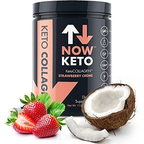 NOW KETO® Keto Collagen™ Peptides w/MCTs Powder (Medium Chain Triglycerides) - Keto Diet - Low Carb High Fat (LCHF) & Great Fiber Source, Great for The Ketogenic Diet & Ketosis- Strawberry Creme