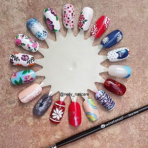 Winstonia 5 pcs Nail Art Brushes Set Liner Striping Brush for Strokes, Details Painting, Blending, Elongated Lines - FINE LINE