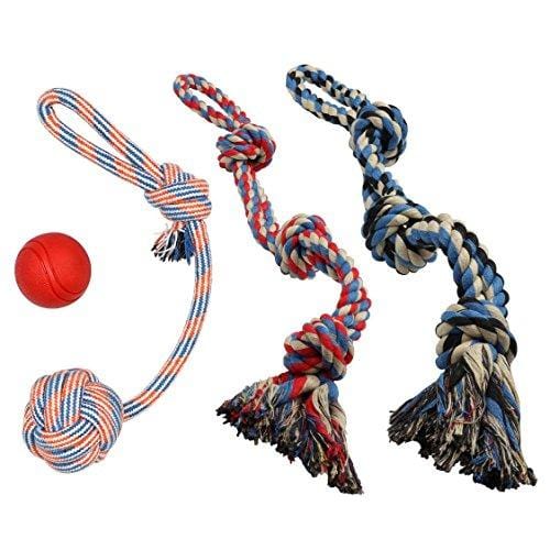 XL DOG ROPE TOYS FOR AGGRESSIVE CHEWERS - LARGE DOG BALL FOR LARGE AND MEDIUM DOGS - BENEFITS NON-PROFIT DOG RESCUE - LARGE FLOSS ROPE FOR DOGS DENTAL HEALTH - 100% COTTON ROPE TOY FOR LARGE DOGS