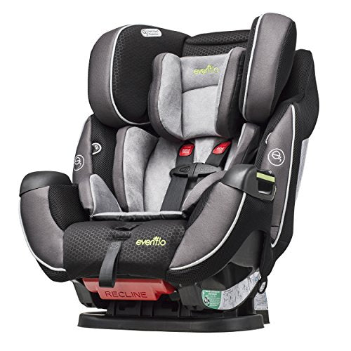 Evenflo Symphony Elite All-In-One Convertible Car Seat, 5-Point Infinite Slide Harness, Easy to Install, Forward / Rear Facing, Booster Seat, 110-lb Capacity, Multiple-Position Recline, Paramount Gray