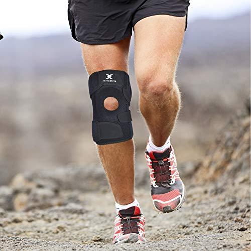 Thx4 Copper Knee Brace Support, Open Patella Side Stabilizers – for Swollen ACL, Meniscus Injuries, Arthritis, Tendonitis, Joint Pain Relief with Adjustable Compression Wrap