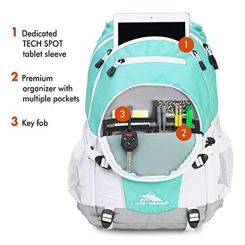 High Sierra Loop Backpack, Aquamarine/White/Ash
