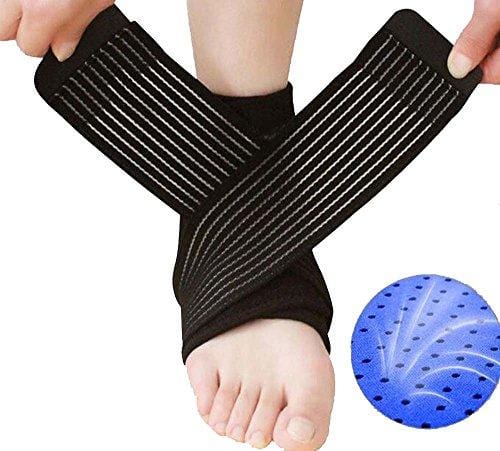 Faswin 2 Pack Nonslip Breathable Ankle Brace with Compression Wrap Support, One Size, Black