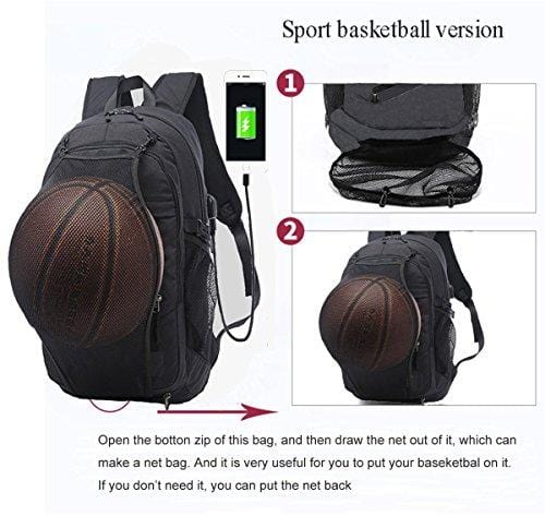 KOLAKO Business Laptop Backpack, Casual Sports Backpacks, Water Resistant Travel Daypack, Basketball Soccer Backpack Computer Bag for Men Women with USB Charging Port, Fits 15.6 inch Laptop & Tablet