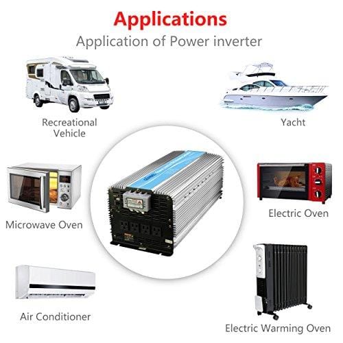 Giandel 5000W Heavy Duty Power Inverter 12V DC to 110V 120V AC with Remote Control and 4 AC Outlets & USB Port for RV Truck Boat