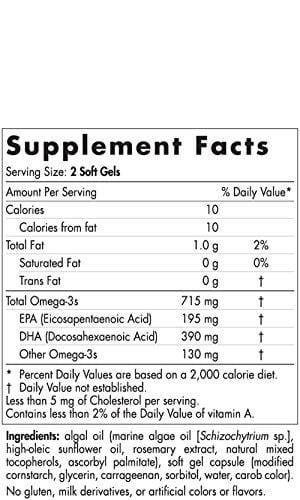 Nordic Naturals Algae Omega - Vegetarian Omega-3 Supplement for Eye Health, Heart Health, and Optimal Wellness, 120 Soft Gels