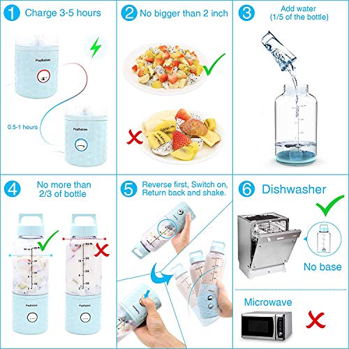Portable Blender, PopBabies Personal Blender, Smoothie Blender. Rechargeable USB Blender