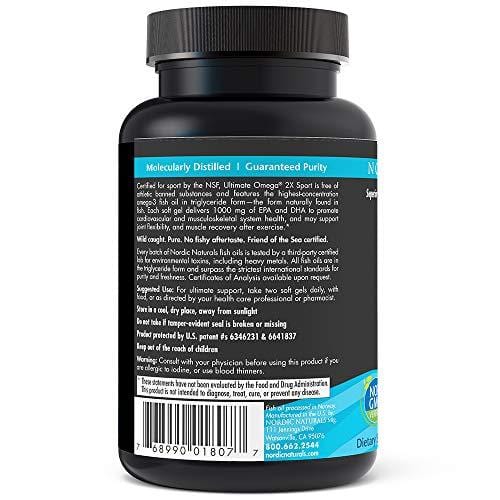 Nordic Naturals Ultimate Omega Sport 2X - Extra Omega-3s Support Heart, Brain, and Immune Health, 60 Soft Gels