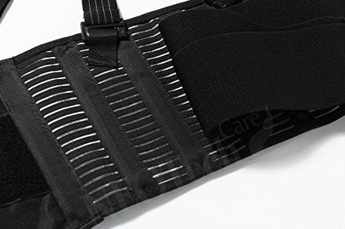 Back Brace with Suspenders for Men - Adjustable - Removable Shoulder Straps - Lumbar Support Belt - Lower Back Pain, Work, Lifting, Exercise, Gym - Neotech Care Brand - Black - Size L