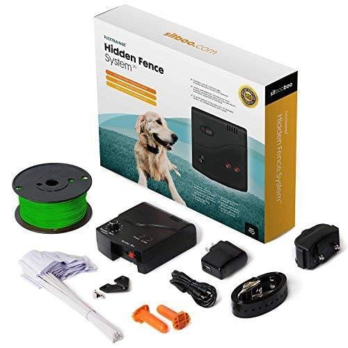Sit Boo-Boo Electric Fence Advanced - Latest All Weather Pet Containment System - In Ground & Above Ground Installation - IPV7 Waterproof Collar for Pets Over 10lbs