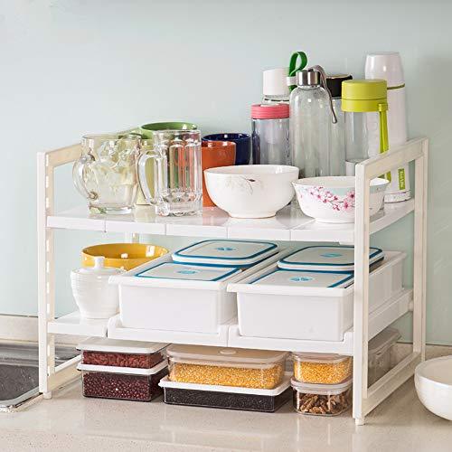OBOR Expandable Under Sink Organizer - 2 Tier Multifunctional Storage Rack with Removable Shelves and Steel Pipes for Kitchen, Bathroom and Garden