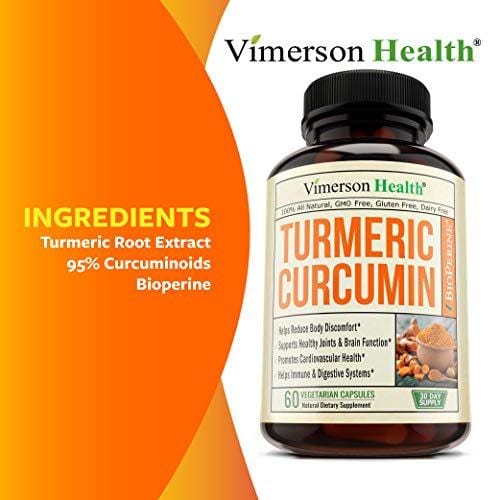 Turmeric Curcumin with Bioperine Joint Pain Relief - Anti-Inflammatory, Antioxidant Supplement with 10mg of Black Pepper for Better Absorption. Best Natural Non-GMO, Made in USA