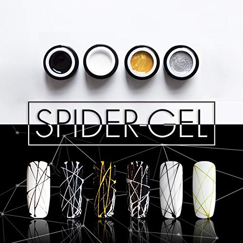 Vonrui Spider Gel Nail Art Line Silk Point Creative Pulling Wire Painting Gel Varnish Spider Web Gel 3D Emboss Soak Off White 4 colors/set - Ultra Pickleball