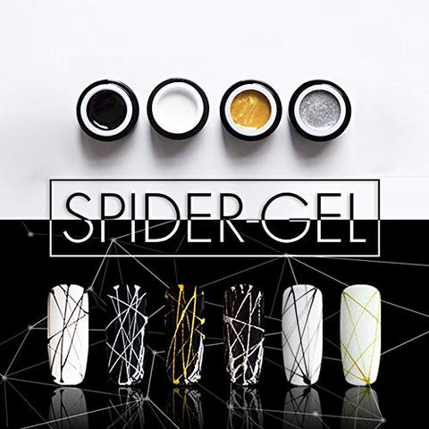 Vonrui Spider Gel Nail Art Line Silk Point Creative Pulling Wire Painting Gel Varnish Spider Web Gel 3D Emboss Soak Off White 4 colors/set