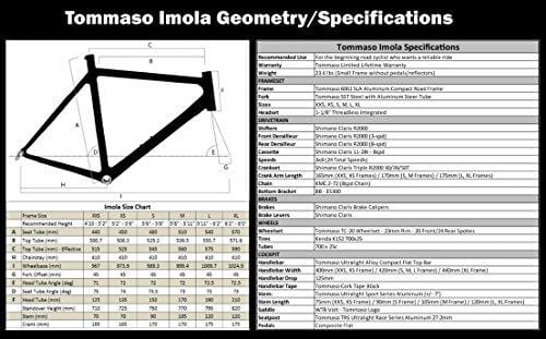 Tommaso Imola Endurance Aluminum Road Bike, Shimano Claris R2000, 24 Speeds - Black - Medium - Ultra Pickleball