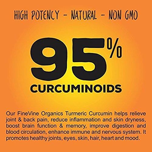Turmeric Curcumin with BioPerine Black Pepper and Ginger - Made in USA - 60 Vegetarian Capsules for Advanced Absorption, Cardiovascular Health, Joints Support and Anti Aging Supplement (60 Capsules)