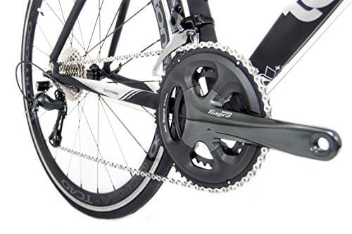 Tommaso Monza Endurance Aluminum Road Bike, Carbon Fork, Shimano Tiagra, 20 Speeds, Aero Wheels - Matte Black - Medium