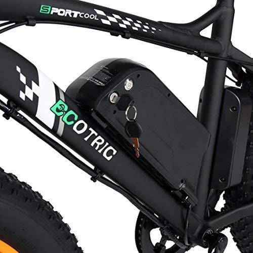 ECOTRIC Fat Tire Electric Bike Beach Snow Bicycle 26" 4.0 inch Fat Tire ebike 500W 36V/12AH Electric Mountain Bicycle with Shimano 7 Speeds Lithium Battery Black/Orange/Blue (Orange)