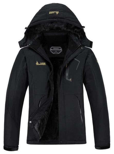MOERDENG Women's Waterproof Windproof Rain Snow Jacket Hooded Fleece Ski Coat Black, Small