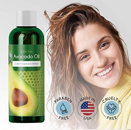 Pure Cold Pressed Avocado Oil For Hair Skin Nails - Natural Dry Skin Face Moisturizer - Collagen Boosting Anti Aging Combat Fine Lines and Wrinkles - Dry Scalp Treatment Anti Dandruff Hair Growth Oil