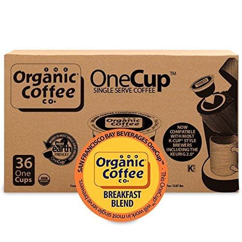 The Organic Coffee Co. OneCup, Breakfast Blend, Single Serve Coffee K-Cup Pods (36 Count), Keurig Compatible
