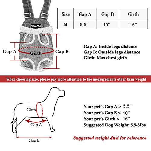 Whizzotech Adjustable Pet Carrier Backpack Pet Frontpack Carrier Travel Bag Legs Out Easy-Fit for Traveling Hiking Camping PB03 (M, Stripe)
