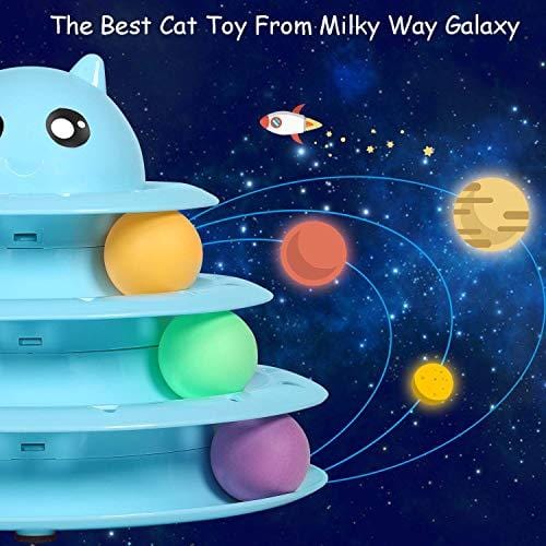 UPSKY Cat Toy Roller Cat Toys 3 Level Towers Tracks Roller with Three Colorful Ball Interactive Kitten Fun Mental Physical Exercise Puzzle Toys
