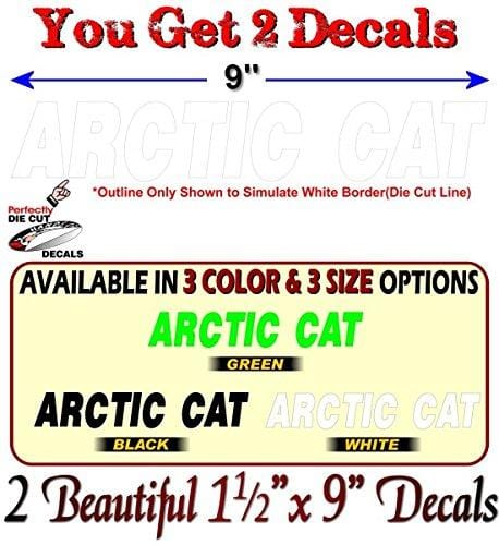 2 Arctic CAT Vinyl Sticker Decals Graphics for Truck Snowmobile Sled Trailer Decal Stickers ((2) 1.5"x 9", White)