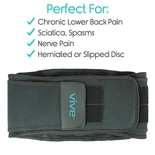 Vive Lower Back Brace - Support for Chronic Pain, Sciatica, Spasms, Nerve and Herniated or Slipped Disc - Adjustable Lumbar Wrap for Pain Management and Relief