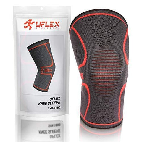 UFlex Athletics Knee Compression Sleeve Support for Running, Jogging, Sports - Brace for Joint Pain Relief, Arthritis and Injury Recovery - Single Wrap Size Medium