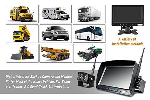 ZEROXCLUB Digital Wireless Backup Camera System Kit,No Interference,IP69 Waterproof Wireless Rear View Camera + 7'' LCD Wireless Reverse Monitor for Rv/Truck/Trailer/Bus/Pickup/Van (W01-7 inch)