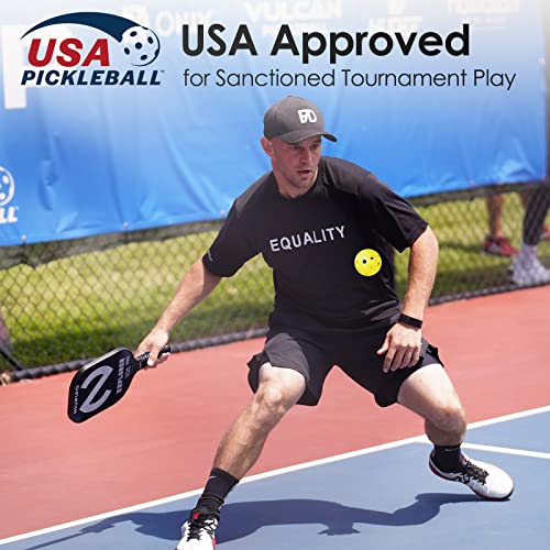 Pickleball Paddle, USA Approved Pro Pickleball Paddle with Graphite Carbon Fiber Face, Polypropylene Honeycomb Core, Cushion Comfort Grip, Mid-weight Pickleball Paddle for Outdoor and Indoor Play