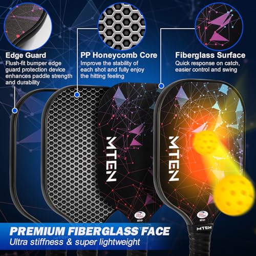 Pickleball Paddles Set of 2, USAPA Approved Fiberglass Surface Pickleball Set with 2 Pickleball Rackets,4 Pickleball Balls,1 Portable Carry Bag,Pickle Ball Paddle Set for Men Women