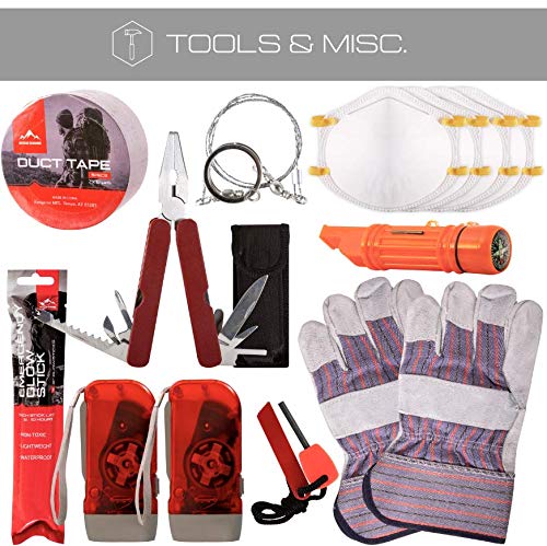 Rescue Guard First Aid Kit Hurricane Disaster or Earthquake Emergency Survival Bug Out Bag Supplies for Families - Up to 12 Day 72 Hours of Disaster Preparedness Supplies (Intermediate Survival Pack)