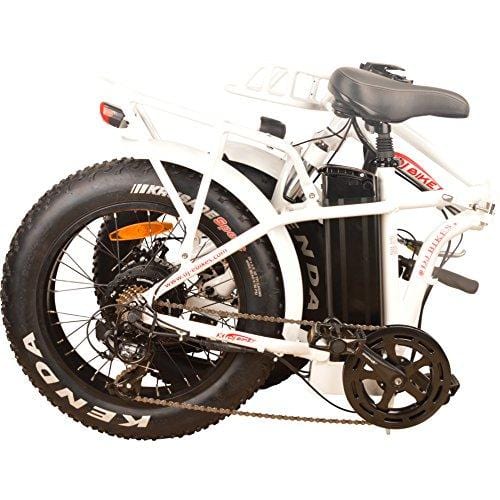 DJ Folding Bike 750W 48V 13Ah Power Electric Bicycle, UL 2849, Pearl White, LED Bike Light, Suspension Fork and Shimano Gear,