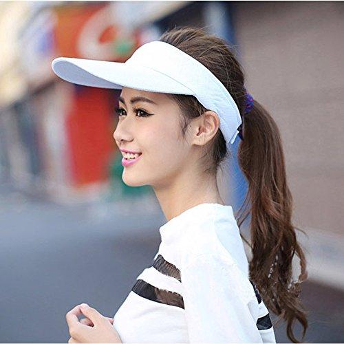 White Sun Visors for Women and Girls, Long Brim Thicker Sweatband Adjustable Hats Caps for Cycling Fishing Tennis Running Jogging and Other Sports