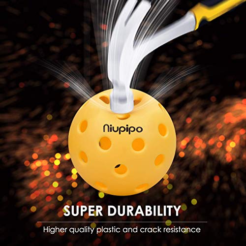 niupipo Indoor and Outdoor Pickleball Balls, Professional Pickleball Balls Set of 3 Indoor Pickleballs and 3 Outdoor Pickleballs, Highly Durable, Maximum Bounce Pop and Precise Flight Path