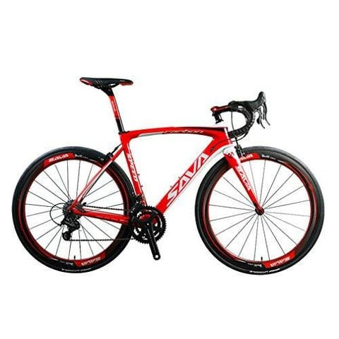 SAVADECK HERD9.0 700C Carbon Fiber Road Bike Cycling Bicycle with Campagnolo Centaur 22 Speed Groupset and Fizik Saddle (White Red 52cm)