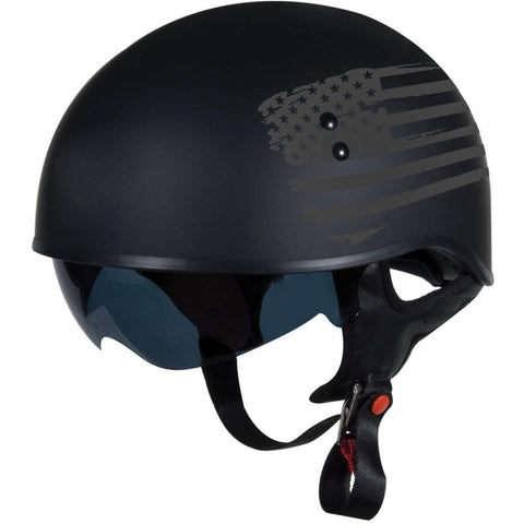 TORC T55 Spec-Op Half Helmet with 'Flag" Graphic (Flat Black, Large)