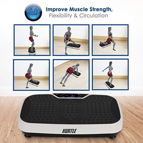 Hurtle Fitness Vibration Platform Machine - Home Gym Whole Body Shaker Exercise Machine Workout Trainer Fast Weight Loss w/ Resistance Bands, Easy Carry Wheel Remote, Adjustable Speed - HURVBTR36