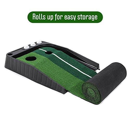 Indoor Golf Putting Green – Portable Mat with Auto Ball Return Function – Mini Golf Practice Training Aid, Game and Gift for Home, Office, Outdoor Use – 3 Bonus Balls [product _type] Abco Tech - Ultra Pickleball - The Pickleball Paddle MegaStore