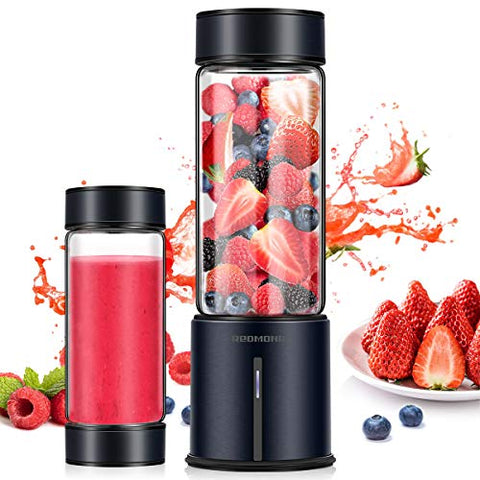 REDMOND Portable Blender, Personal USB Rechargeable Blender, Mini Juicer to make Shake and Smoothie, Single Serve Stainless Steel Juicer Cup Fruit Mixer, 16oz Large Capacity Travel Outdoor and Home Use, BL014