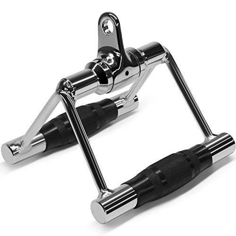 Yes4All Seated Row Double D Handle Cable Attachment - Double D Grip / Double Row Handle for Cable Attachment - 360° Steel Swivel (Chrome, Rubber)